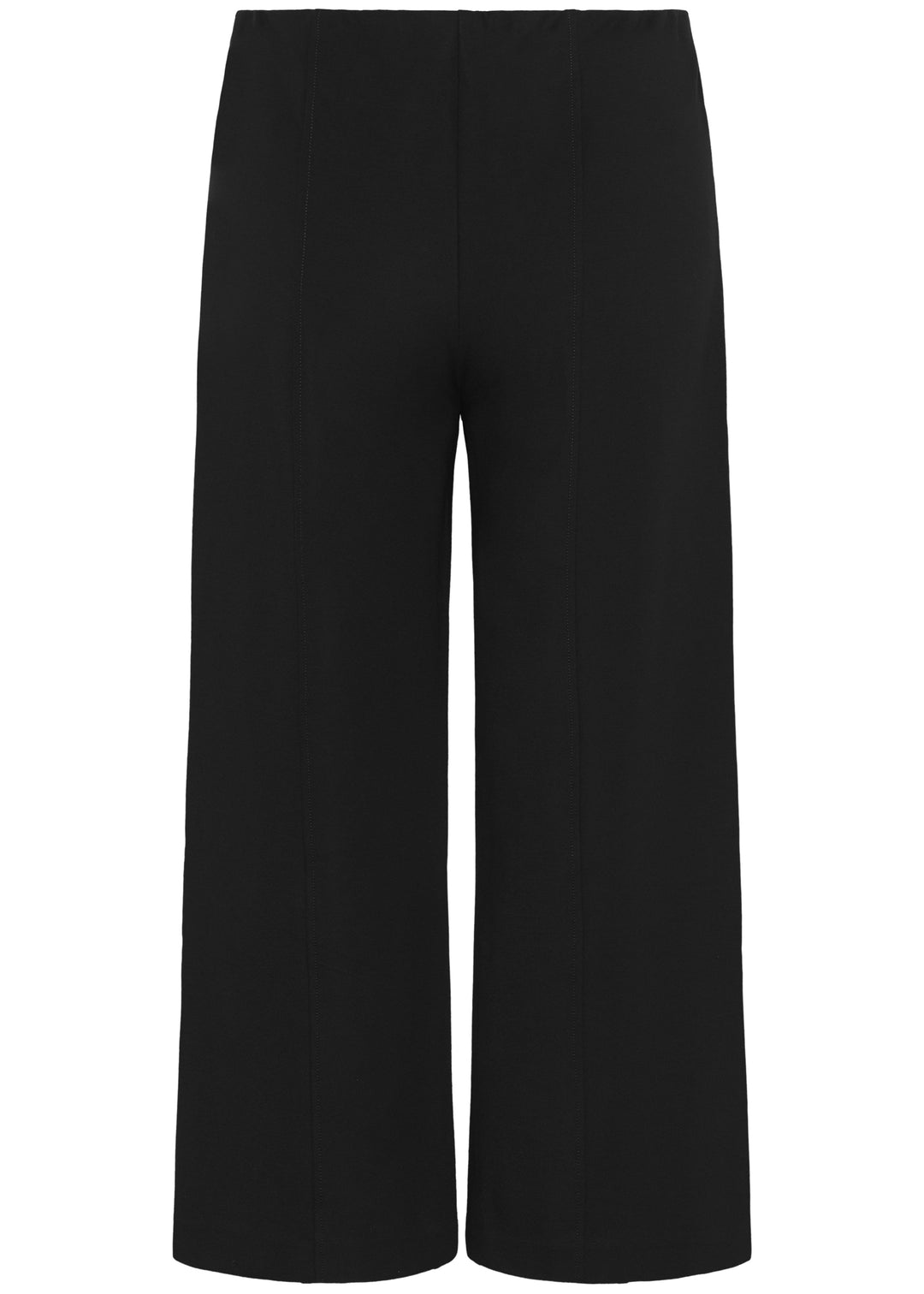 back view of plus size Part Two Ilissa Cropped Wide Leg Easy Fit Stretch Pull on Pant in Black