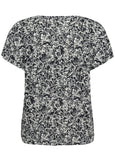 back view of Part Two Axelines Linen/Viscose Print Short Sleeve V-Neck Tee in Midnight Rose Print