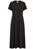 Front view of Part Two Natazia V-Neck Long paneled Jersey Dress in Black