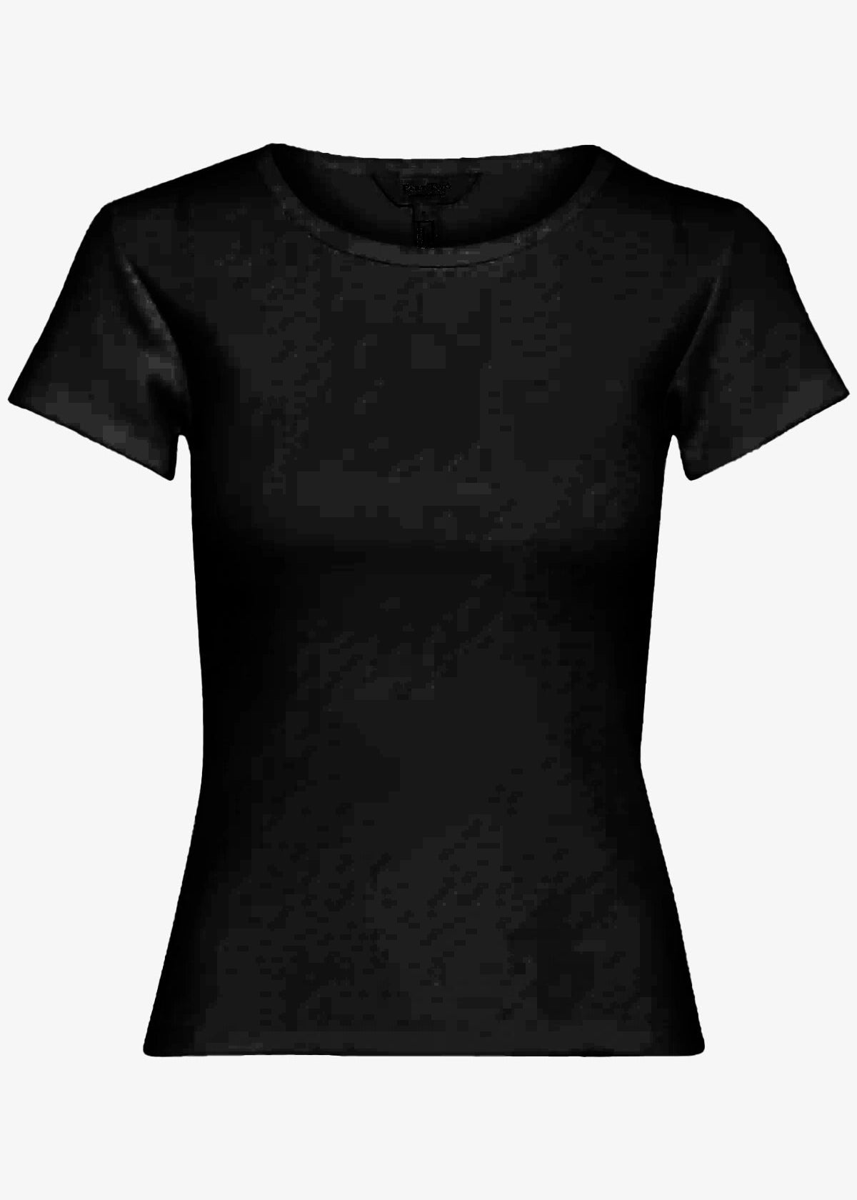 Part Two Short Sleeve Scoopneck Ribbed Tee in Black