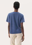 back view of Part Two Ruth Tencel V-Neck Short Sleeve Top in Blue