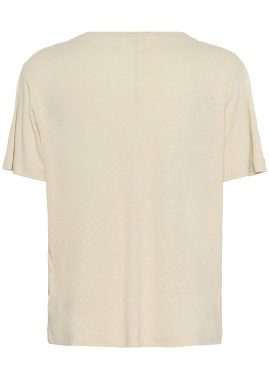 back view of Part Two V-Neck Linen blend T-shirt in French Oak
