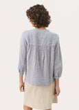 Front of Part Two Persilles Stripe Linen Top in Blue Stripe in plus sizes
