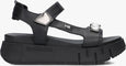 side view of Nero Giardini Tamigi Sandal with Velcro Strap and Jewel Detail in Black