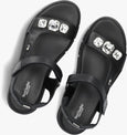 top view of Nero Giardini Tamigi Sandal with Velcro Strap and Jewel Detail in Black