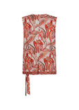 back view of Verpass plus size Paisley Print Sleeveless top with Tie Border Hem in Flamingo Red
