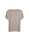 back view of Verpass plus size Lurex Knit Short Sleeve Shell in Sand