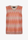 front view of Verpass plus size Bargello Knit V-neck shell Peach