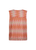 back view of Verpass plus size Bargello Knit V-neck shell Peach