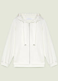 front view of plus size Luisa Viola Zip Front Hoodie in Milk
