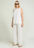 front view of plus size Luisa Viola A-line Jersey Tank with Side Slits in Milk