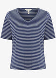 Part Two Curlia V-neck Curved hem Tee in Blue Stripe