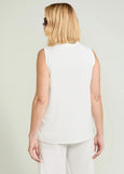 back view of plus size Luisa Viola A-line Jersey Tank with Side Slits in Milk