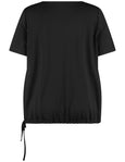 Samoon Short Sleeve Jersey Back Animal Print Blouson Top in Black Print
