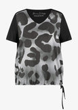 Samoon Short Sleeve Jersey Back Animal Print Blouson Top in Black Print