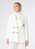 front of plus size Marina Rinaldi Fox Double Breasted Blazer in White