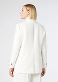 back of plus size Marina Rinaldi Fox Double Breasted Blazer in White
