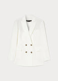 front of plus size Marina Rinaldi Fox Double Breasted Blazer in White