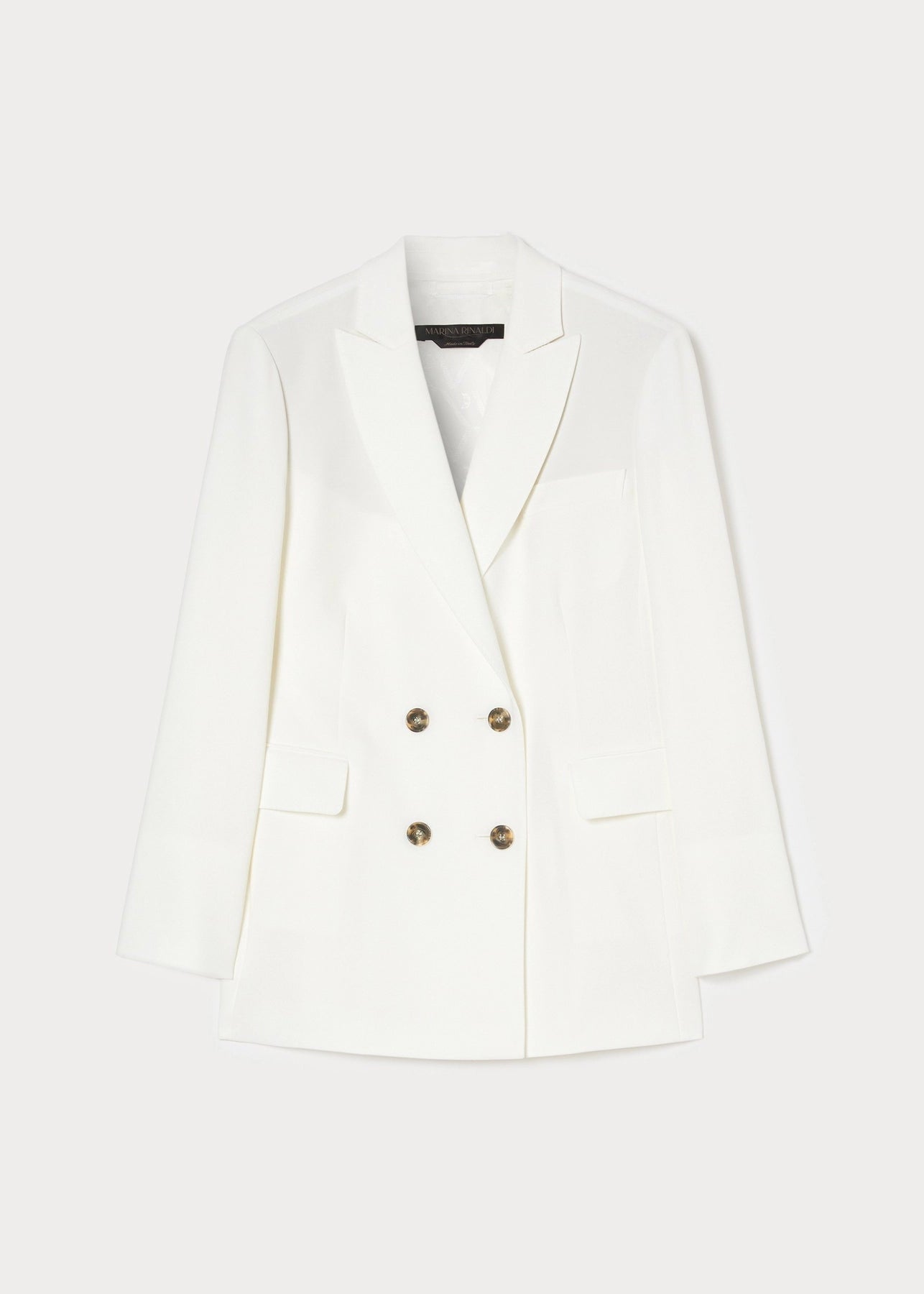 front of plus size Marina Rinaldi Fox Double Breasted Blazer in White
