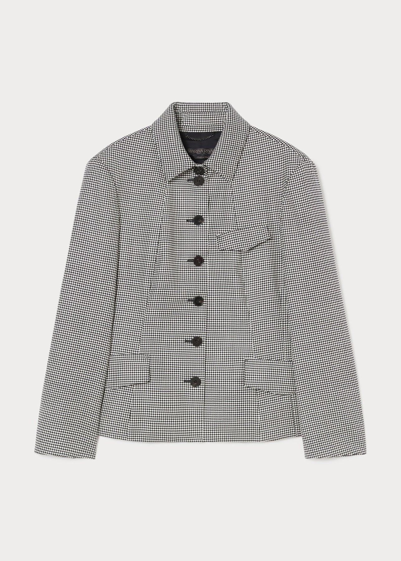 Marina Rinaldi Teglia Houndstooth Jacket in Blk/Wht