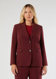 front view of plus size Marina Rinaldi Camaiore Triacetate 2 button Blazer in Rosso Merlot