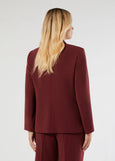 back view of plus size Marina Rinaldi Camaiore Triacetate 2 button Blazer in Rosso Merlot