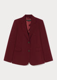front view of plus size Marina Rinaldi Camaiore Triacetate 2 button Blazer in Rosso Merlot