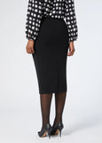 back of plus size Marina Rinaldi Osaka Slim Pencil Flared Skirt in Black