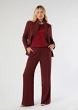 alt front view of plus size Marina Rinaldi Ennio Silk Crepe de Chine Short Sleeve Top in Cherry