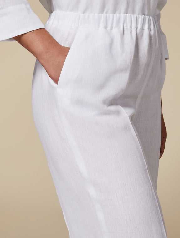 Marina Rinaldi Rocco Delave Linen Pull on Pant in Optical White