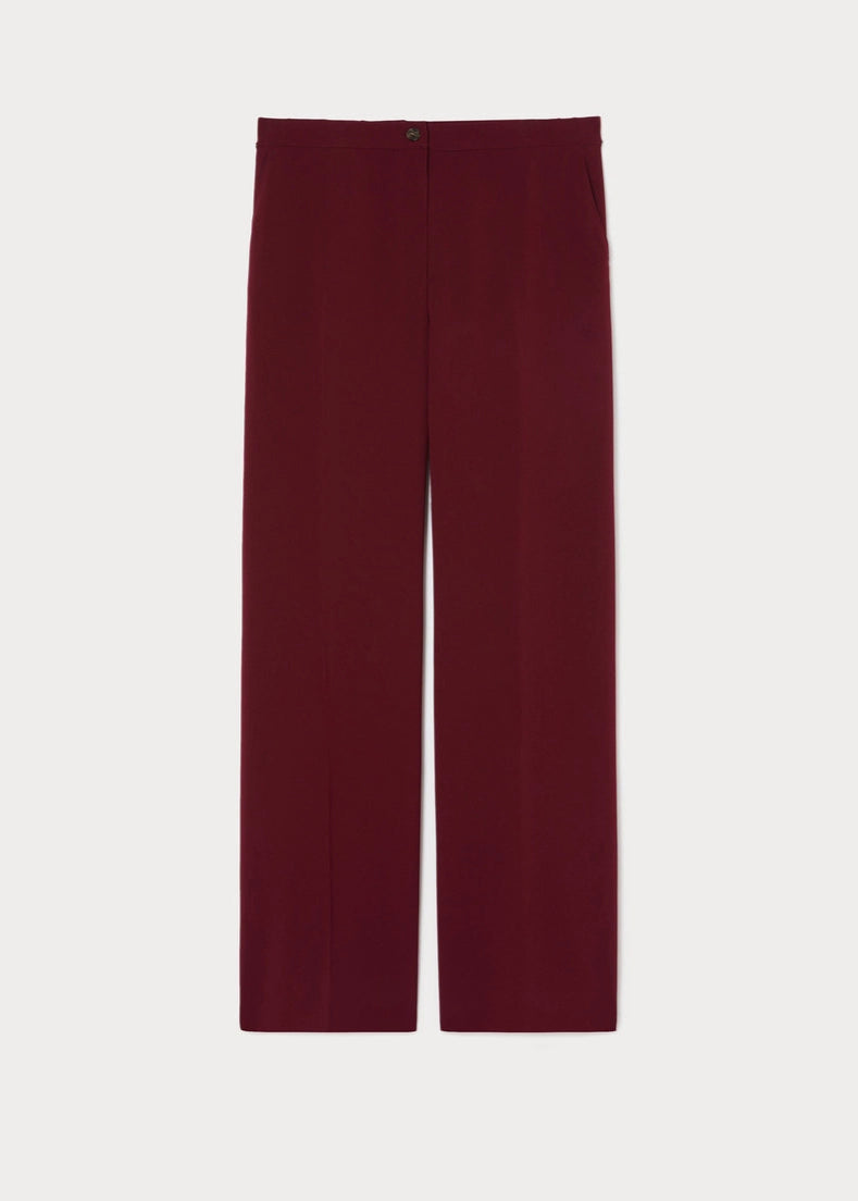 front view of plus size Marina Rinaldi Franz Triacetate Wide Leg Pant in Rosso Merlot