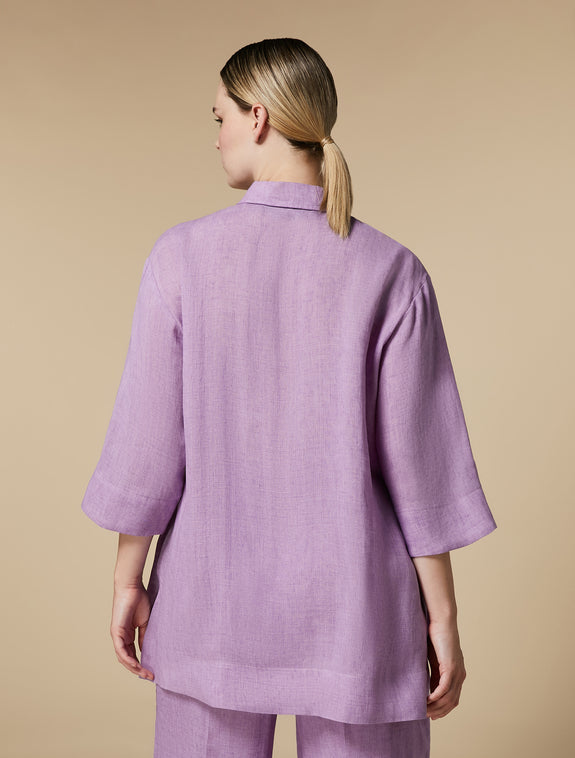 Marina Rinaldi Florida Linen Tunic with 3/4 Sleeves in Lilac