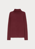 front view of plus size Marina Rinaldi Gondola Silk and Cashmere Long Sleeve Turtleneck in Bordeaux