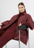 front view of plus size Marina Rinaldi Gondola Silk and Cashmere Long Sleeve Turtleneck in Bordeaux