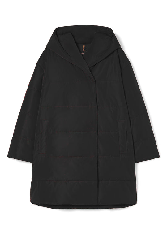 Marina Rinaldi Morris Puffer With Attached Hood in Black