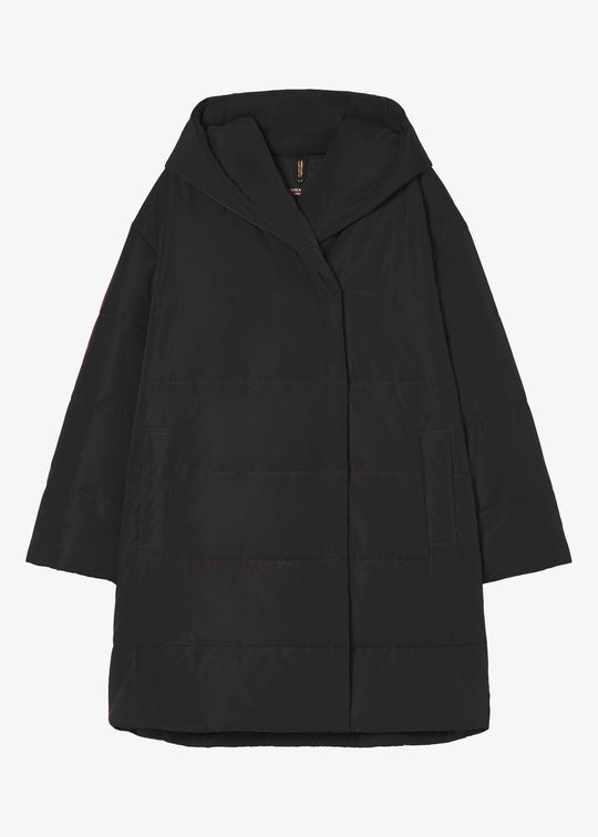 Marina Rinaldi Morris Puffer With Attached Hood in Black