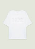front view of plus size Luisa Viola Short Sleeve Cotton Bianco Tee in White