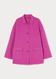 front view of plus size Marina Rinaldi Eligio Doubleface Topper in Cyclamen