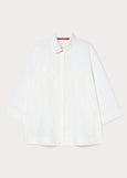 flat front view of Marina Rinaldi Gela cotton Poplin Embroidered Blouse in White