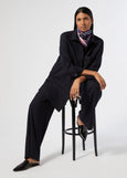 alt front view of plus size Marina Rinaldi Quota Stretch Knit Drawstring Pant in Midnight
