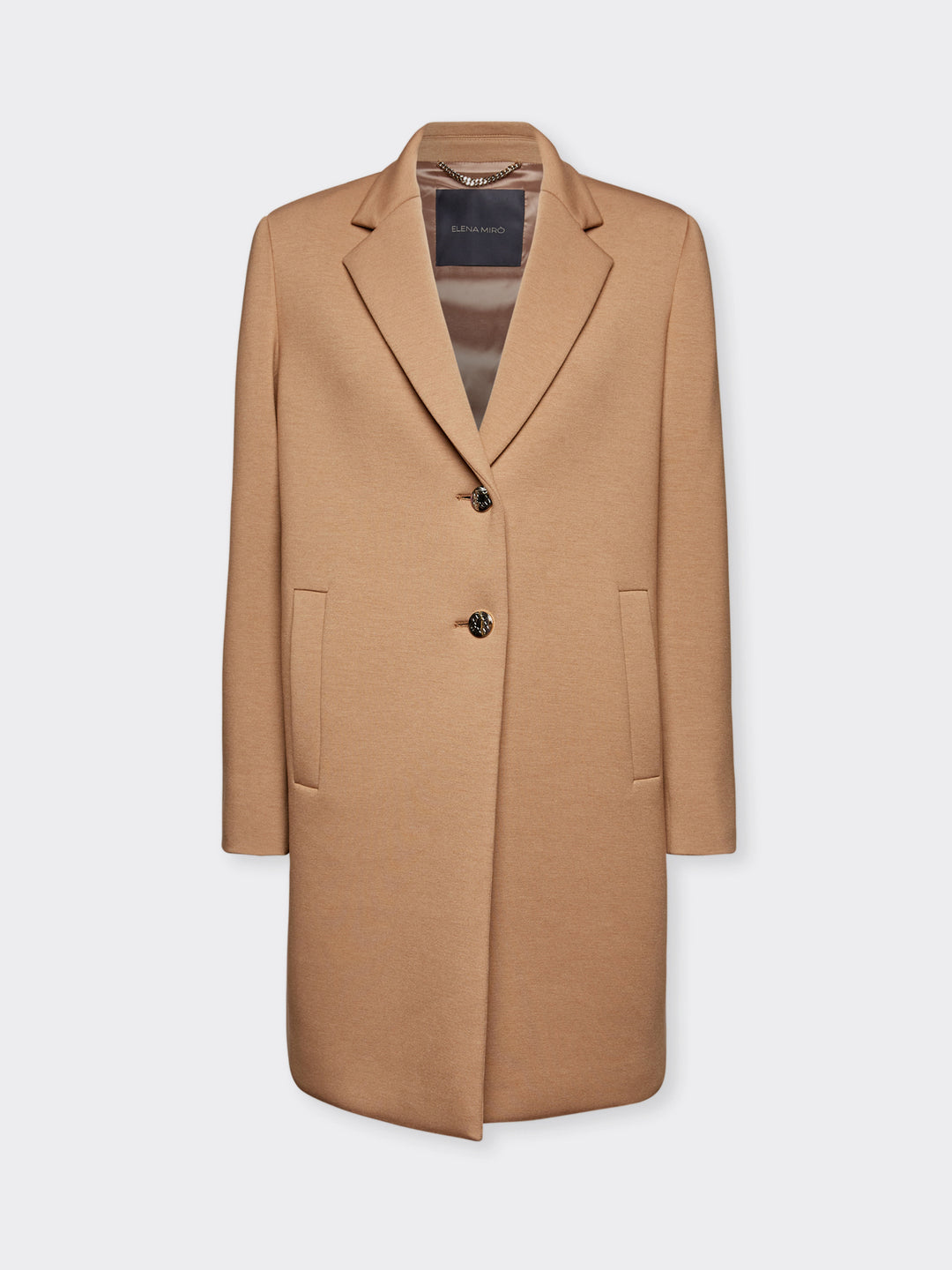 Elena Miro Scuba Notch Collar Coat in Sesame