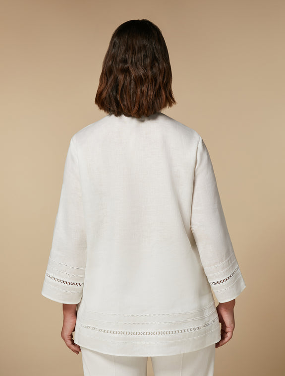 Marina Rinaldi Talento Linen shirt with Embroidery in White
