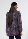 back view of plus size Marina Rinaldi Olindo Georgette gathered neck Long sleeve Blouse