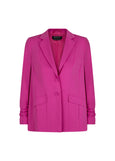 front view of Verpass plus size Stretch Blazer with Rouched Sleeve in Fuchsia