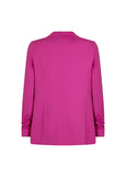 back view of Verpass plus size Stretch Blazer with Rouched Sleeve in Fuchsia