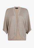 front view of Verpass plus size Lurex Knit Open Cardigan in Sand