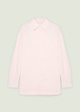 front view of plus size Luisa Viola Long Sleeve Cotton Striped Shirt With Stones in Pink/White