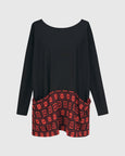 Alembika Retro Drape Pocket Side Slit tunic in Red/Blk