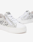 front sice view of Nero Giardini Skipper Bianco Zip Closure Platform Runner in White