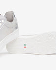 view showing sole detail of Nero Giardini Skipper Bianco Zip Closure Platform Runner in White